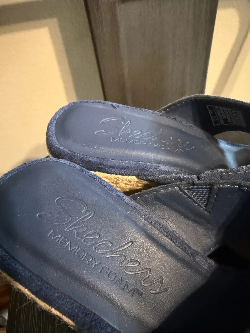 Skechers Navy Suede Espadrille Platform Sandals 5